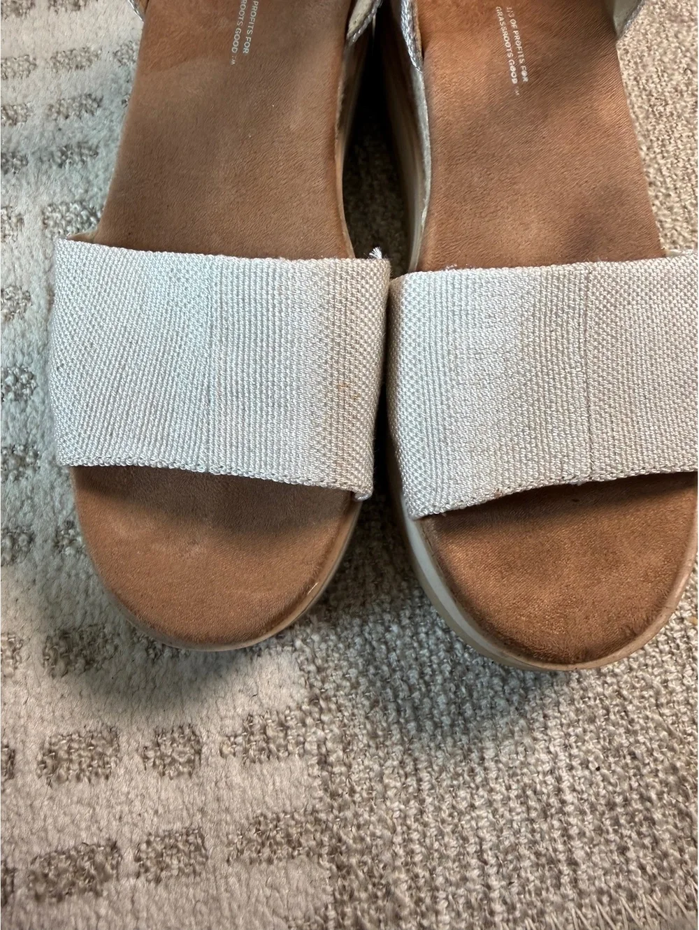 TOMS Women's Beige Canvas Wedge Sandals Size 7